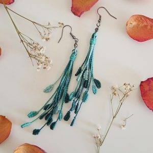 Orecchini a forma di Foglie - Verde scuro - turchese e verde