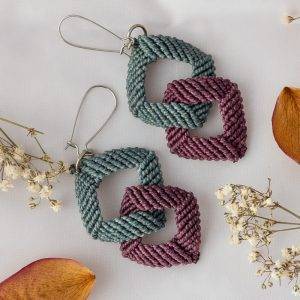 Orecchini Quadrotti - viola e azzurro